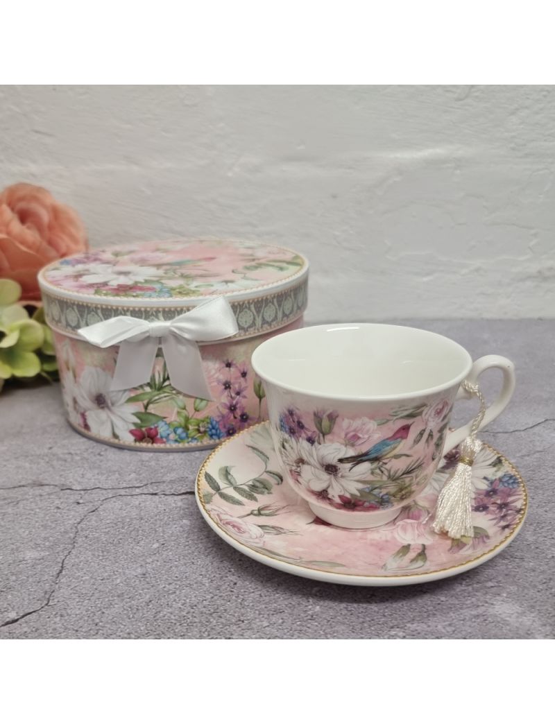 Floral Garden Cup & Saucer in Gift Box