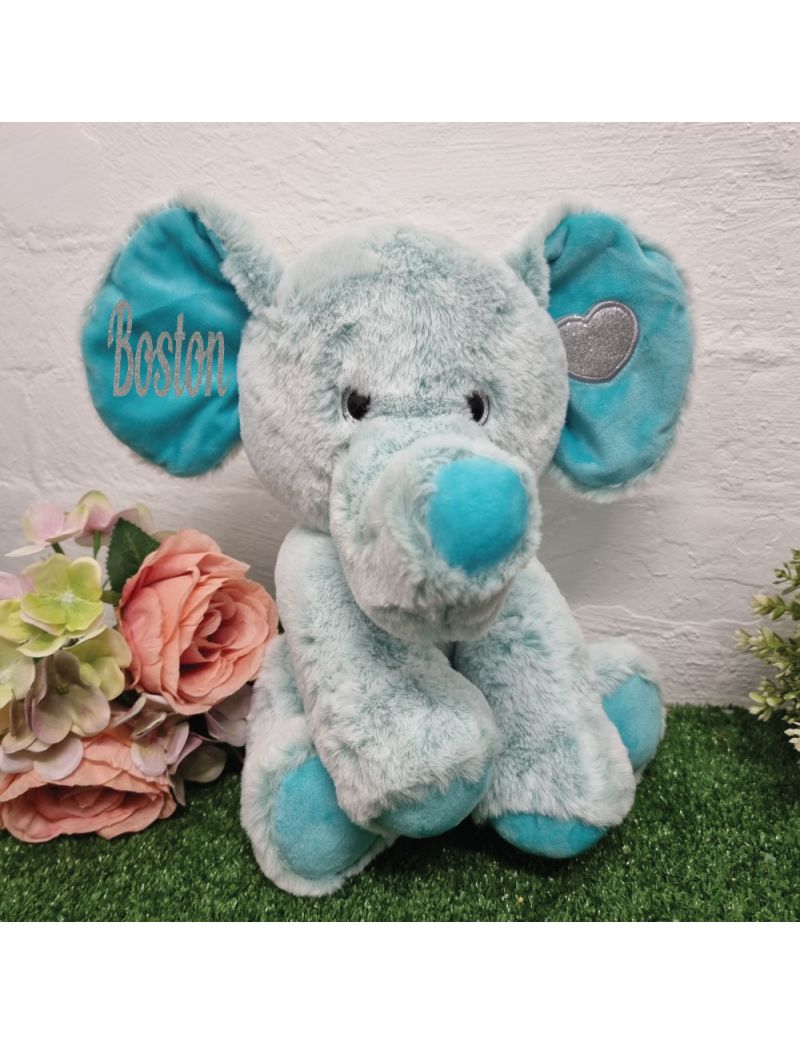 Personalised Green Elephant Plush Evan