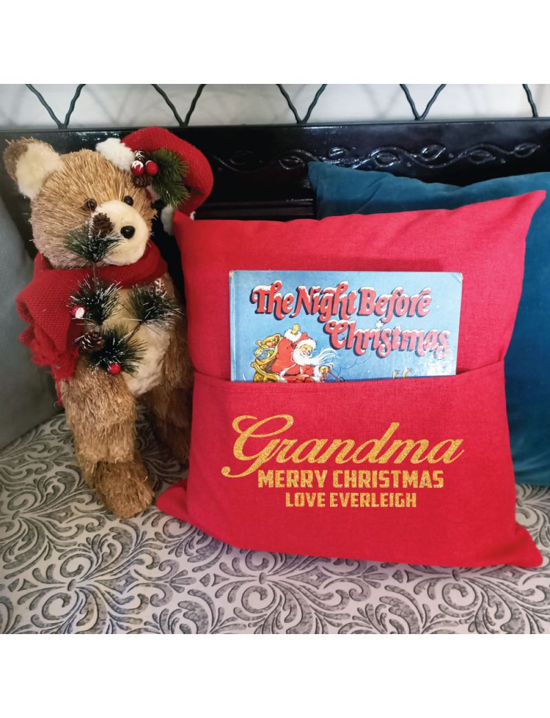 Grandma Red Christmas Pocket Pillow Cover