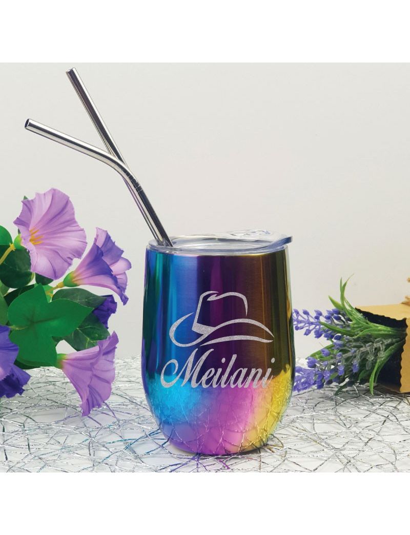 Cowgirl Rainbow Tumbler Stemless Wine Glass