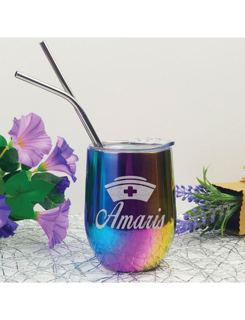 Nurse Rainbow Tumbler Stemless Wine Glass