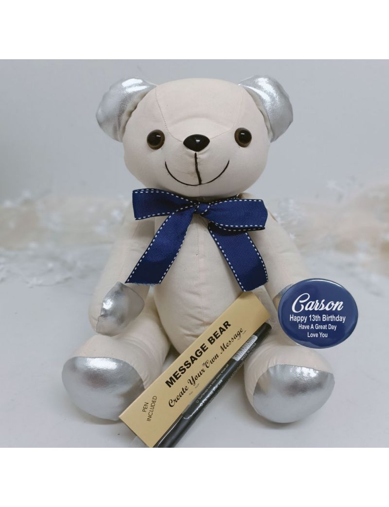 13th Birthday Signature Bear Blue Bow