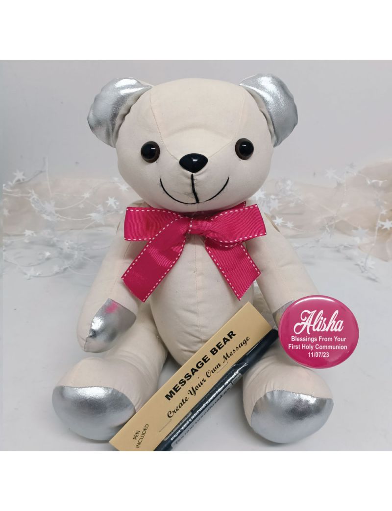 Communion Signature Bear Pink Bow