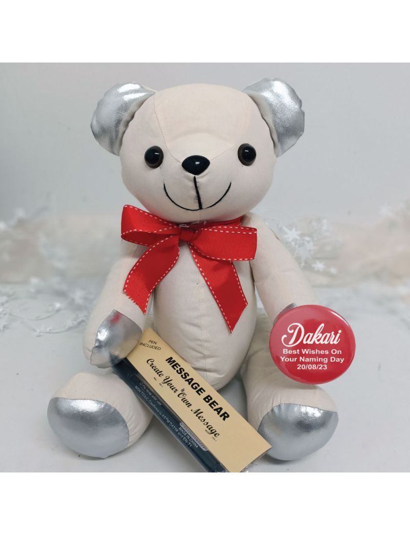 Naming Day Signature Bear Red Bow