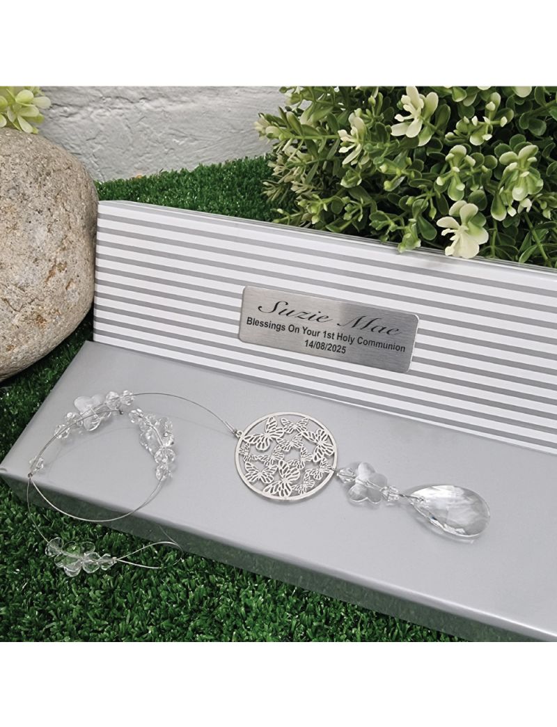 Personalised 1st Holy Communion Suncatcher- Butterfly Circle