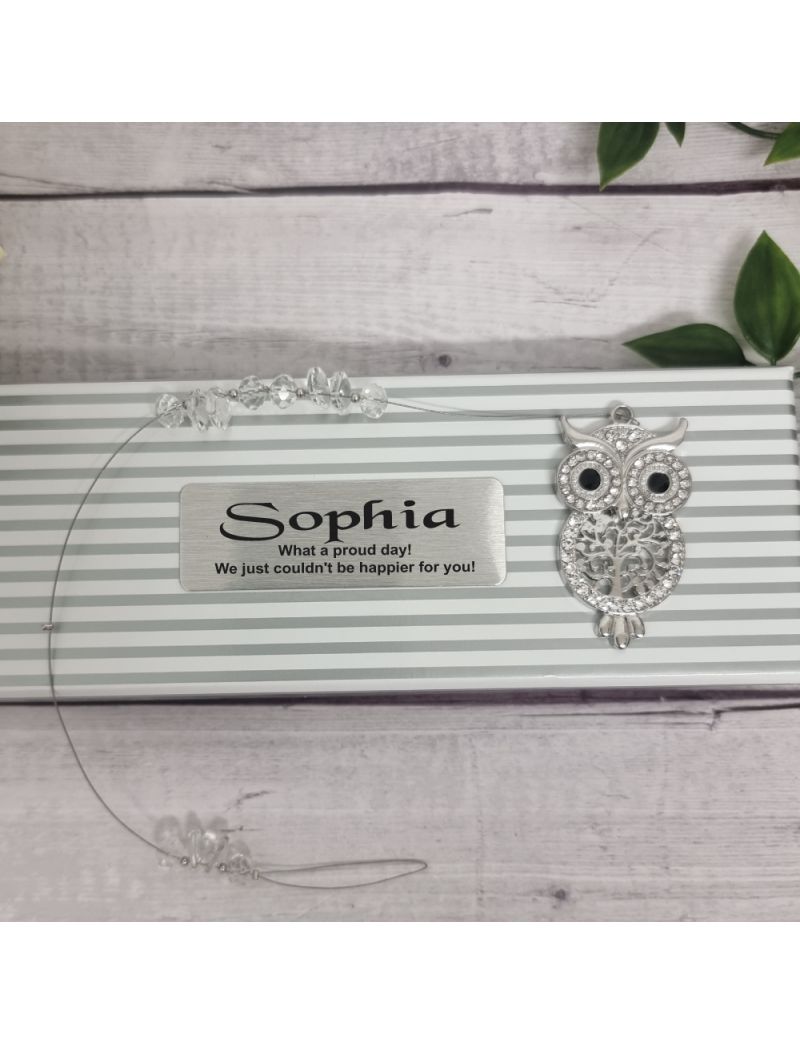 Graduation Diamante Owl Suncatcher