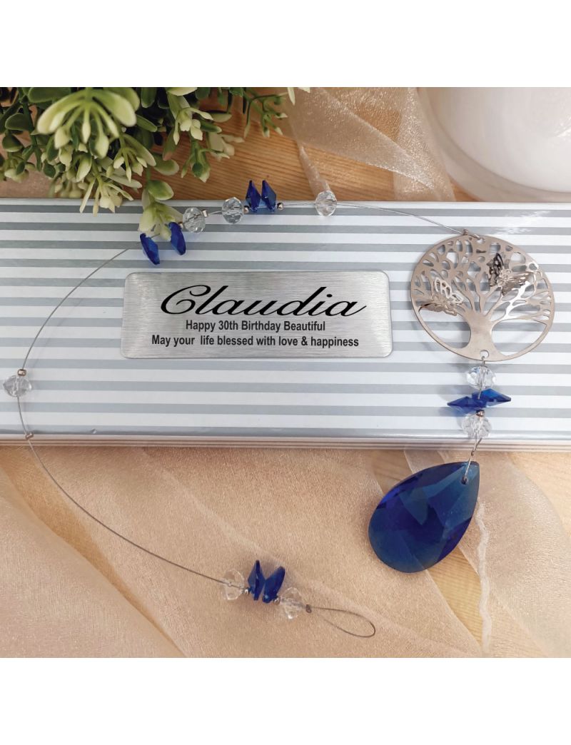 30th Birthday Tree of Life Suncatcher- Blue
