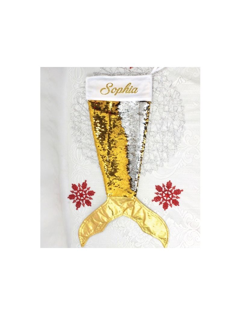 Mermaid Tail Sequin Christmas Stocking - Gold