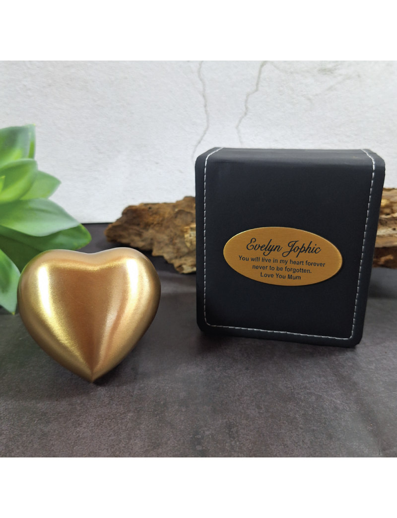 Memorial keepsake Urn For Ashes Gold Brass Heart