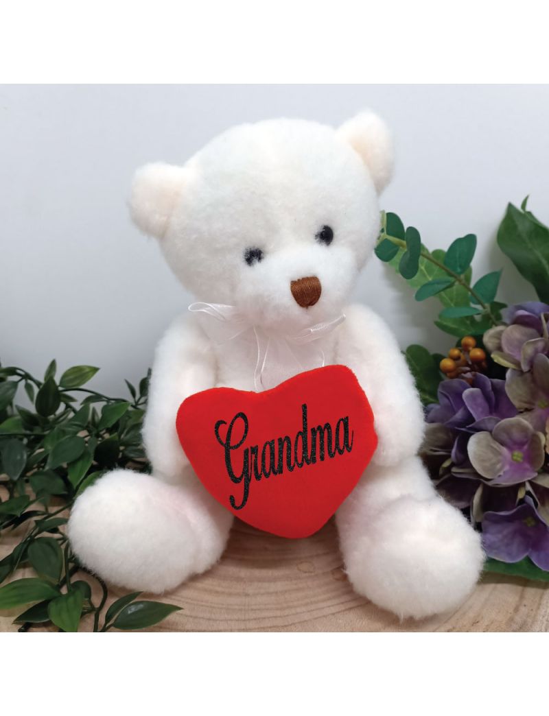 Grandma white Bear with Love Heart 20cm