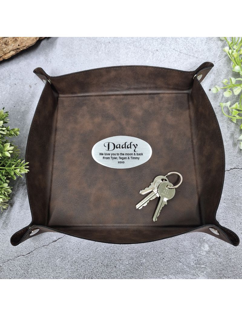 Vegan Leather Key Tray  - Dad