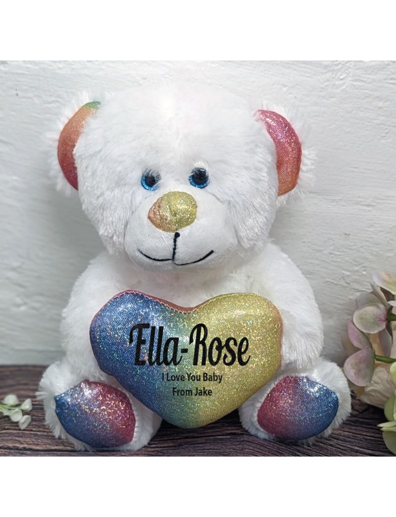 Valentines Day Rainbow Bear With Love Heart