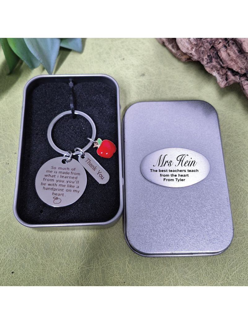 Thank You Teacher Keyring in Personalised Tin