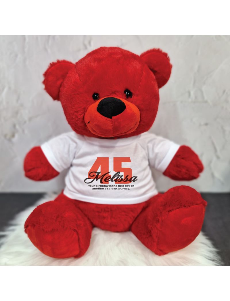 Personalised Birthday Red Bear with T-Shirt 40cm