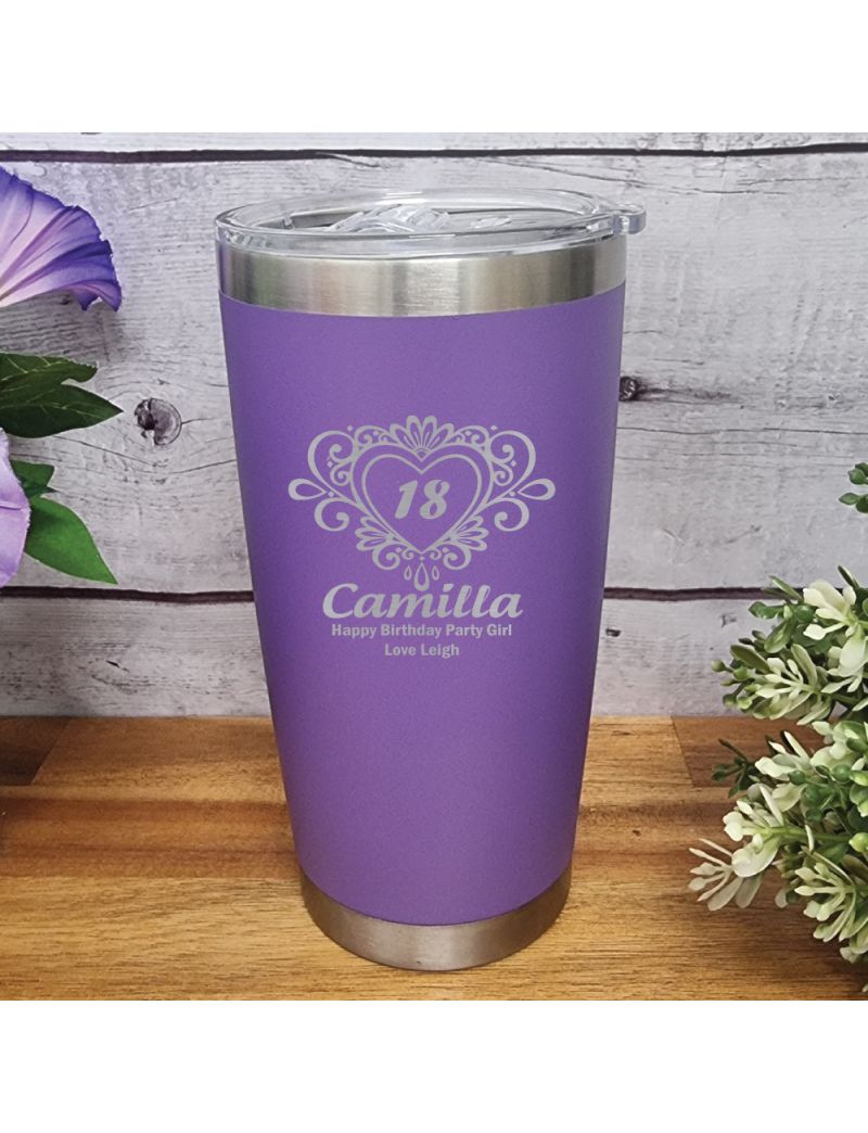 Birthday Insulated Travel Mug 600ml Purple