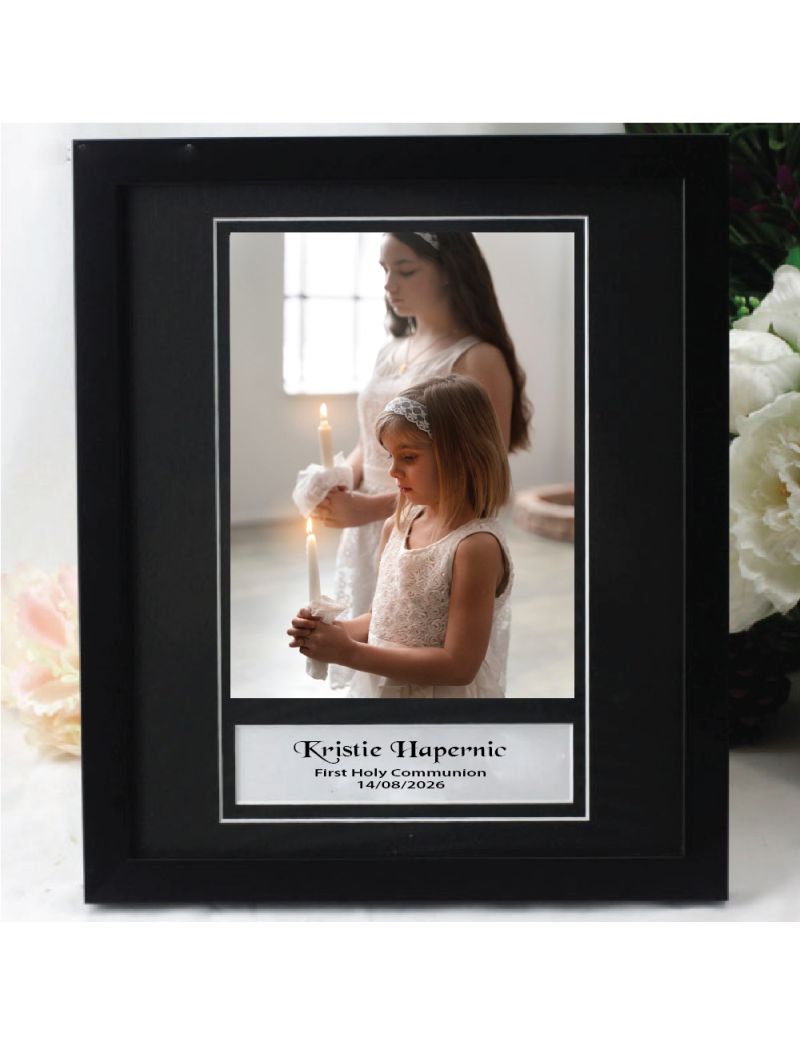 Personalised Communion Photo Frame 6x8 Black