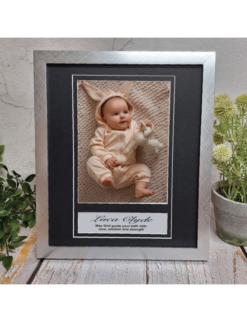 Baby Personalised Photo Frame 6x8 Silver