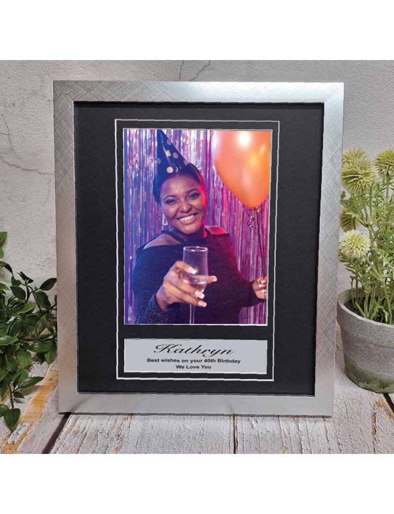 Birthday Personalised Photo Frame 6x8 Silver
