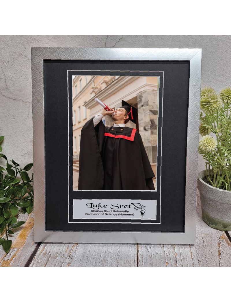 Graduation Personalised Photo Frame 6x8 Silver