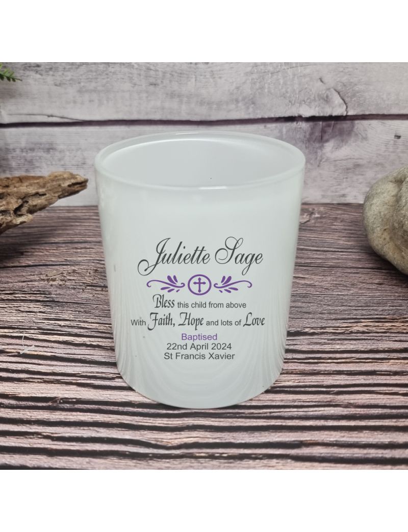 Personalised Baptism Candle Holder