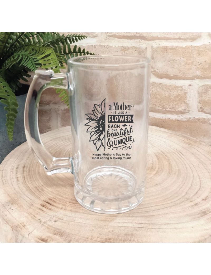 A Mother is Like a Flower Glass Stein