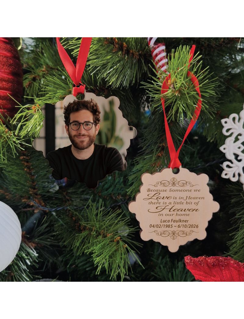 Memorial Christmas Photo Wooden Ornament - Our Home