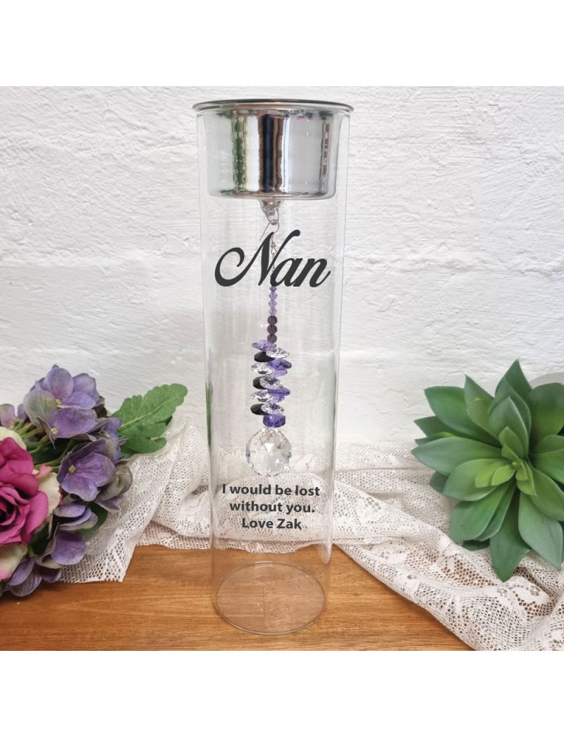 Nana Candle Holder with Purple Suncatcher