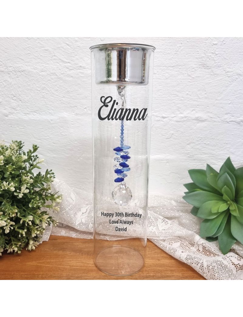 30th Birthday Candle Holder with Sapphire Suncatcher