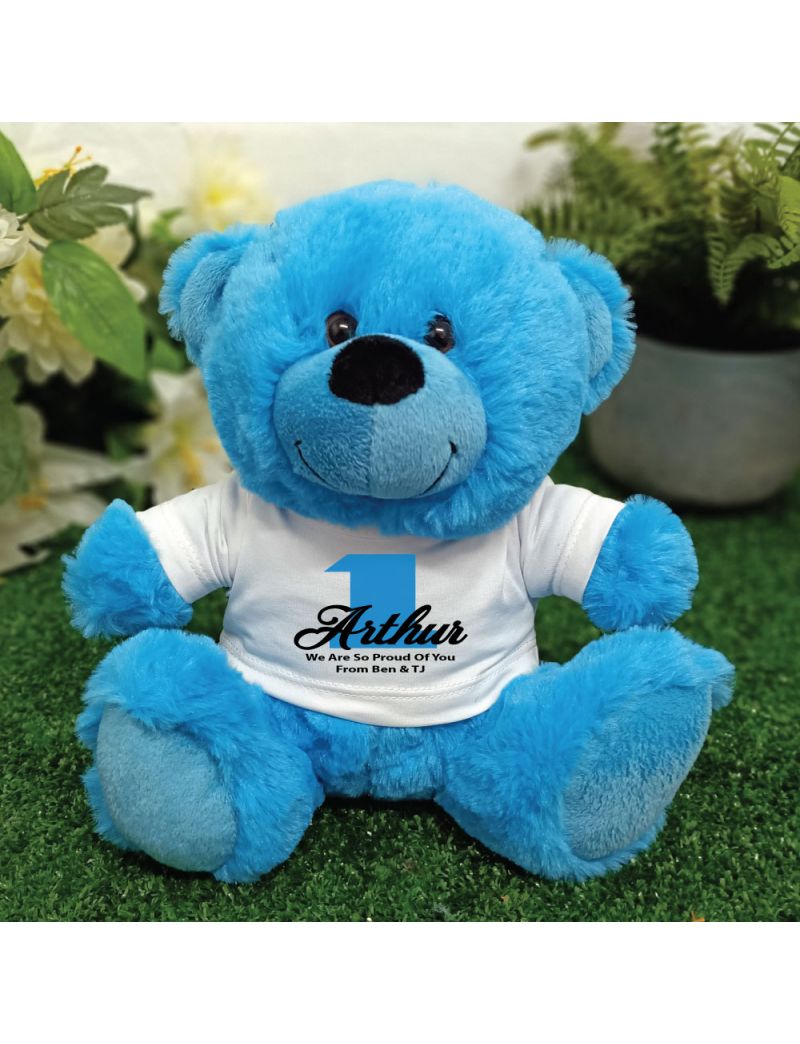 Personalised 1st Birthday Teddy Bear Plush Blue