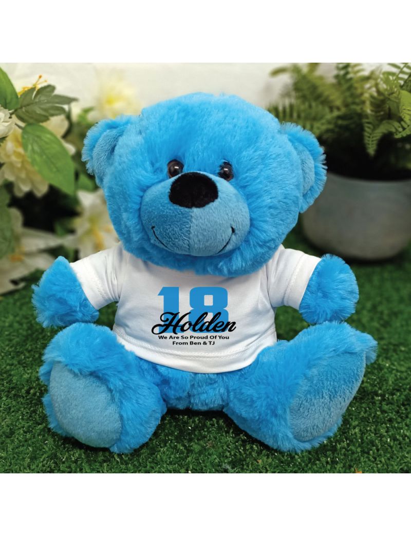 Personalised 18th Birthday Teddy Bear Plush Blue