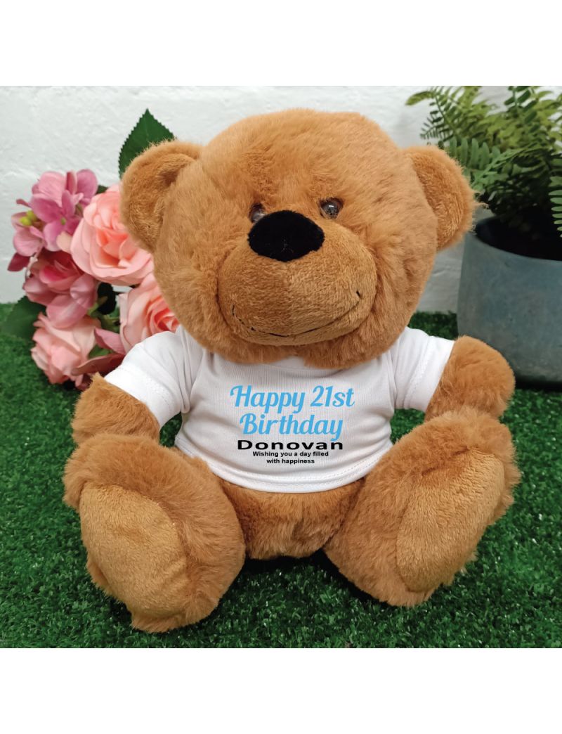 Personalised 21st Birthday Bear Brown Plush