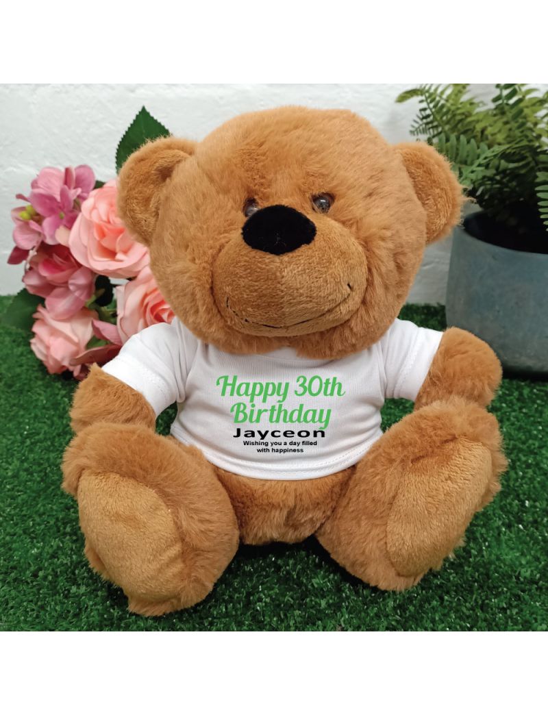 Personalised 30th Birthday Bear Brown Plush