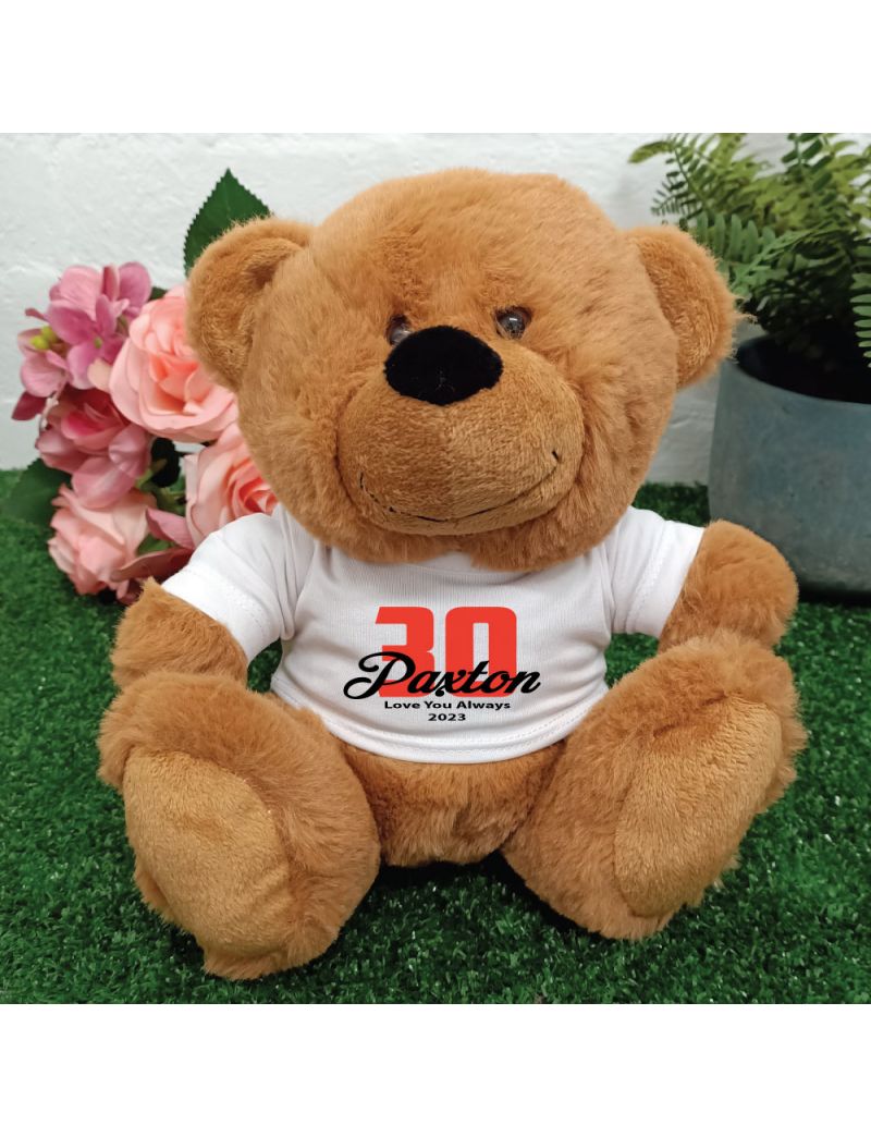 30th Teddy Bear Brown Personalised Plush