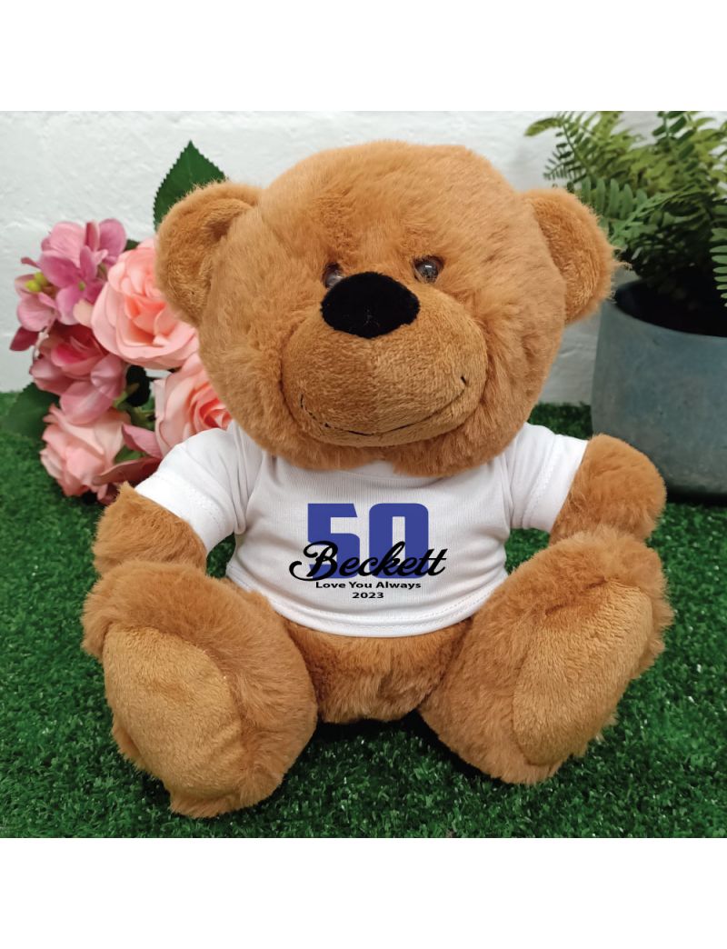 50th Teddy Bear Brown Personalised Plush