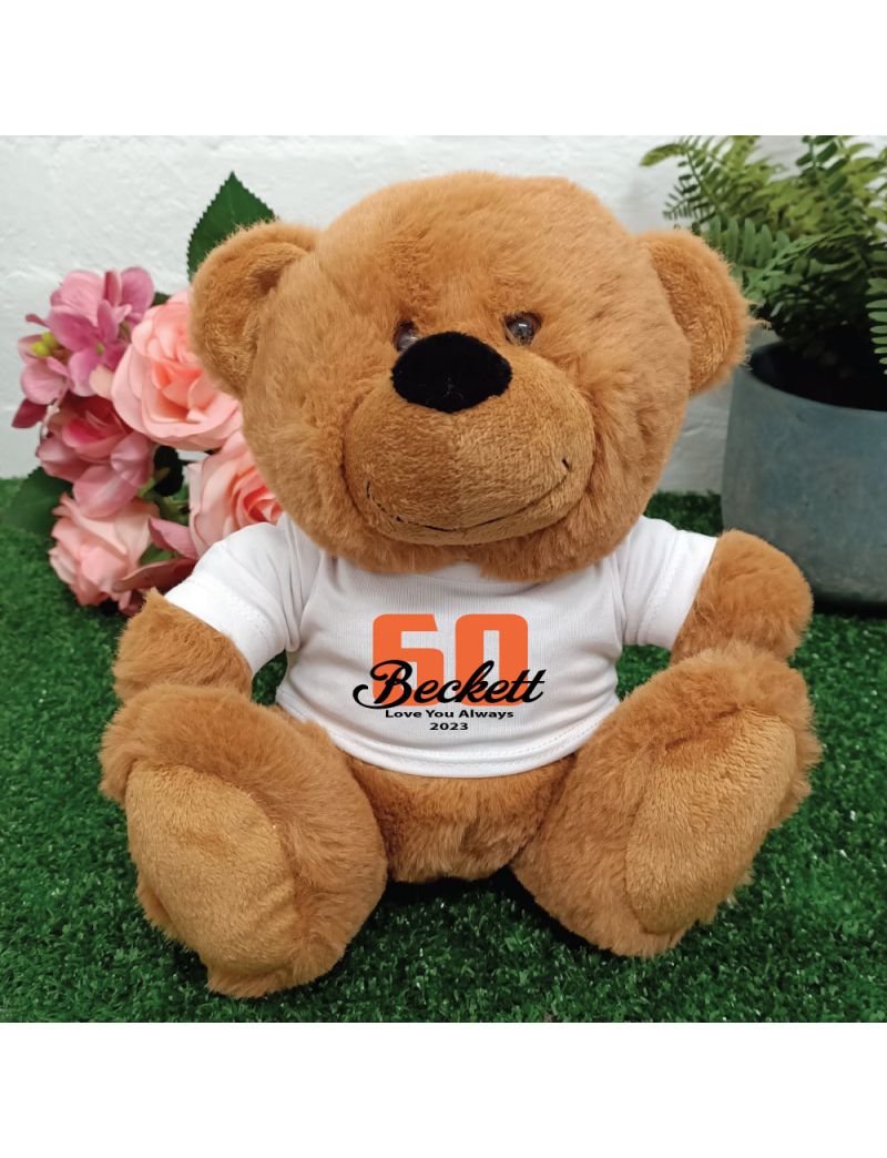 60th Teddy Bear Brown Personalised Plush
