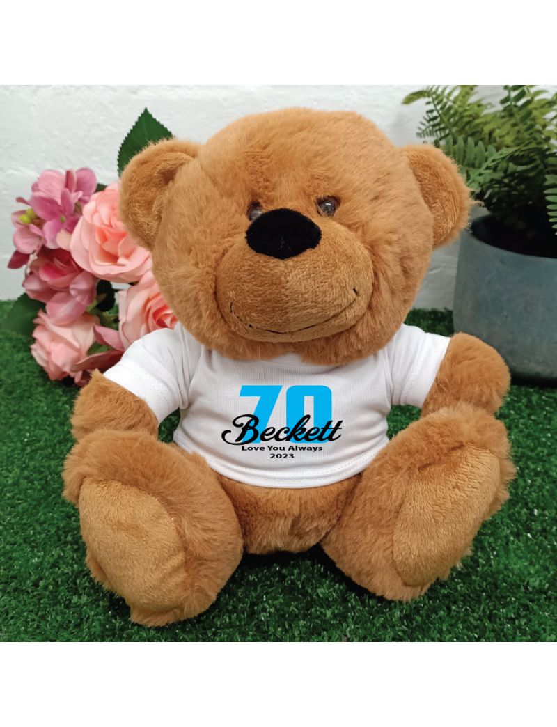 70th Teddy Bear Brown Personalised Plush