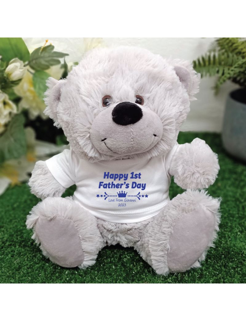 1st Fathers Day Grey Bear - Personalised 