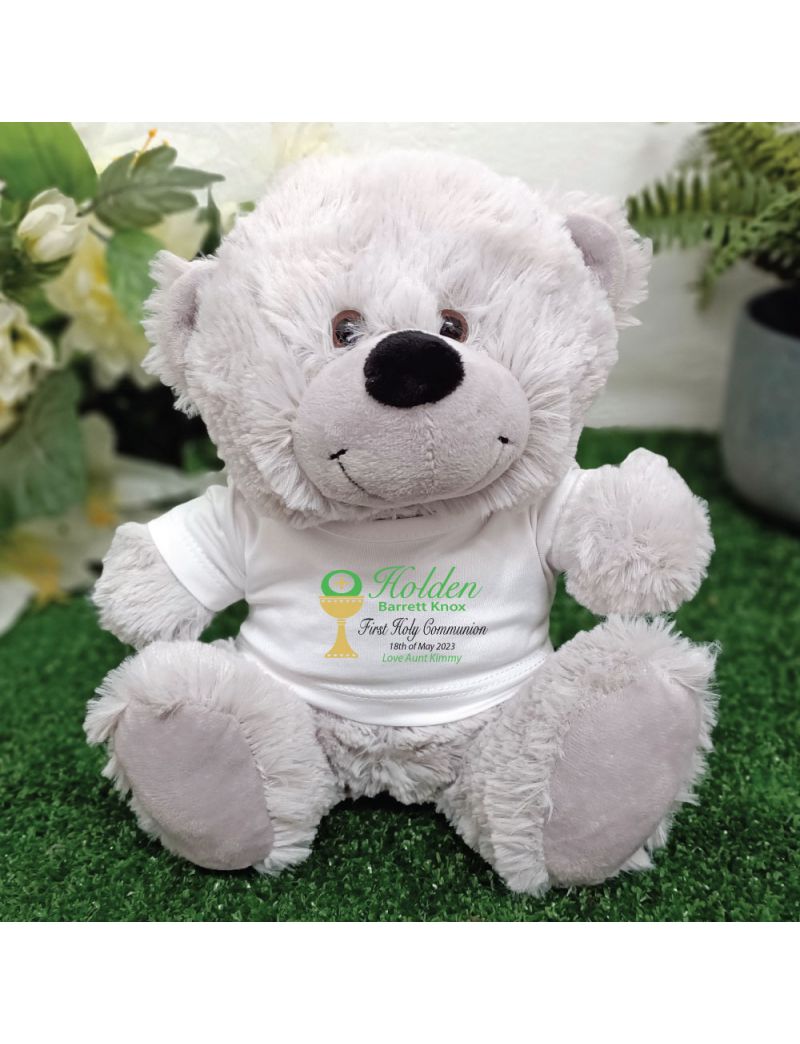 Personalised First Holy Communion Bear - Grey