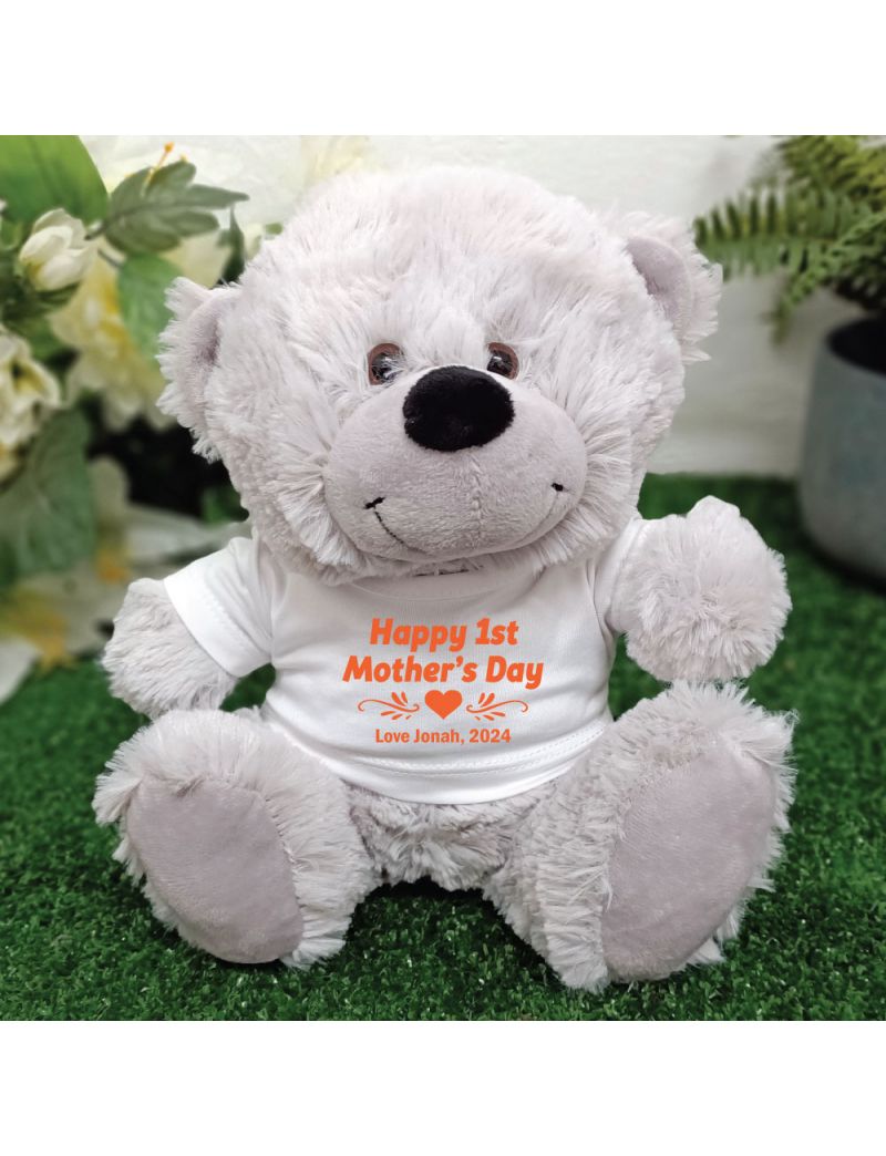 1st Mothers Day Grey Teddy Bear - Personalised 