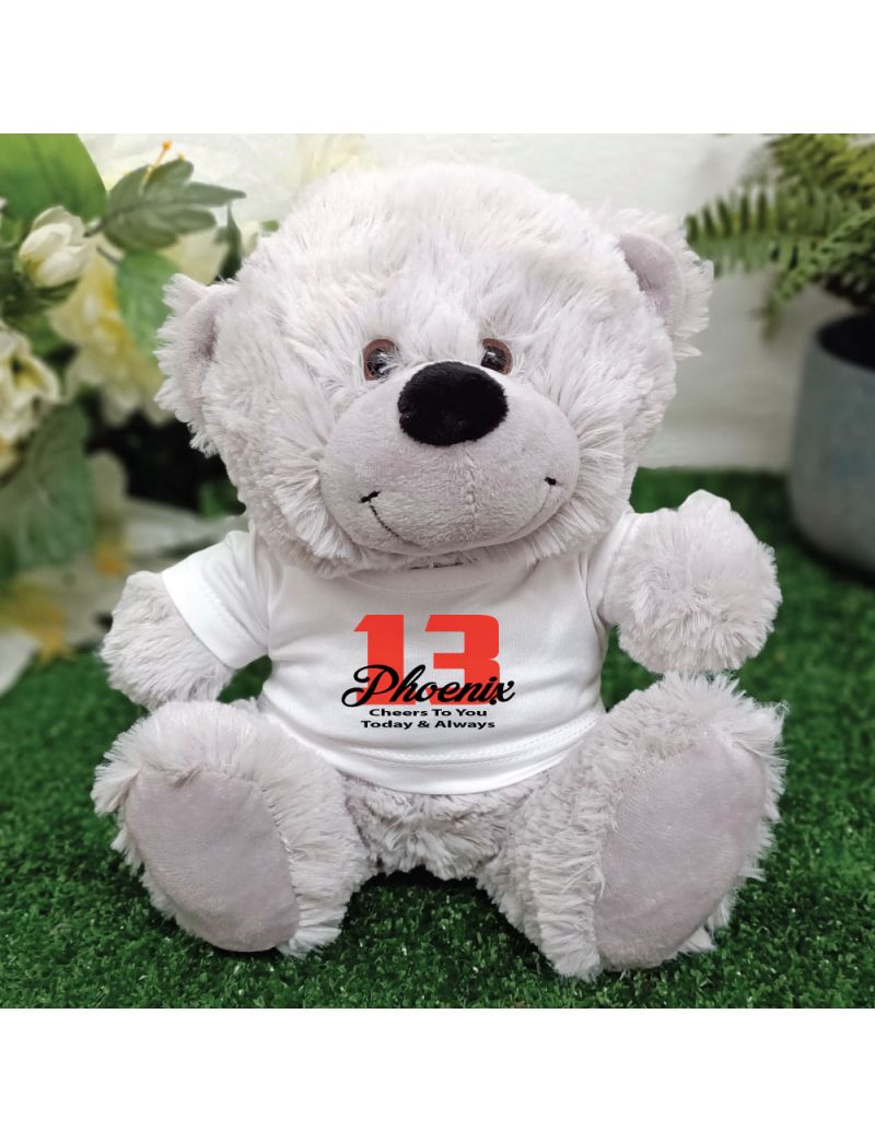 13th Teddy Bear Grey Personalised Plush