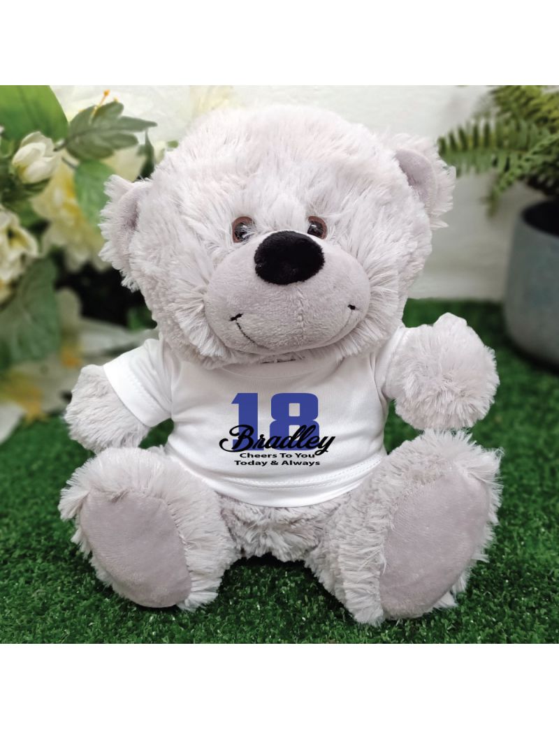 18th Teddy Bear Grey Personalised Plush