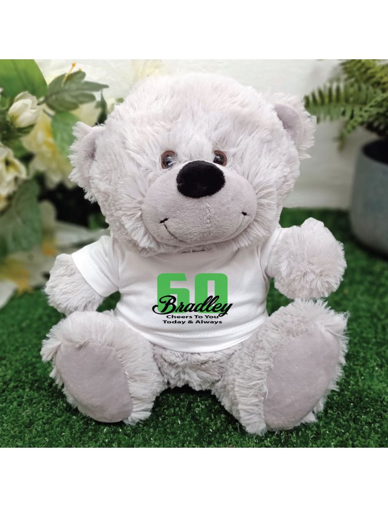 60th Teddy Bear Grey Personalised Plush
