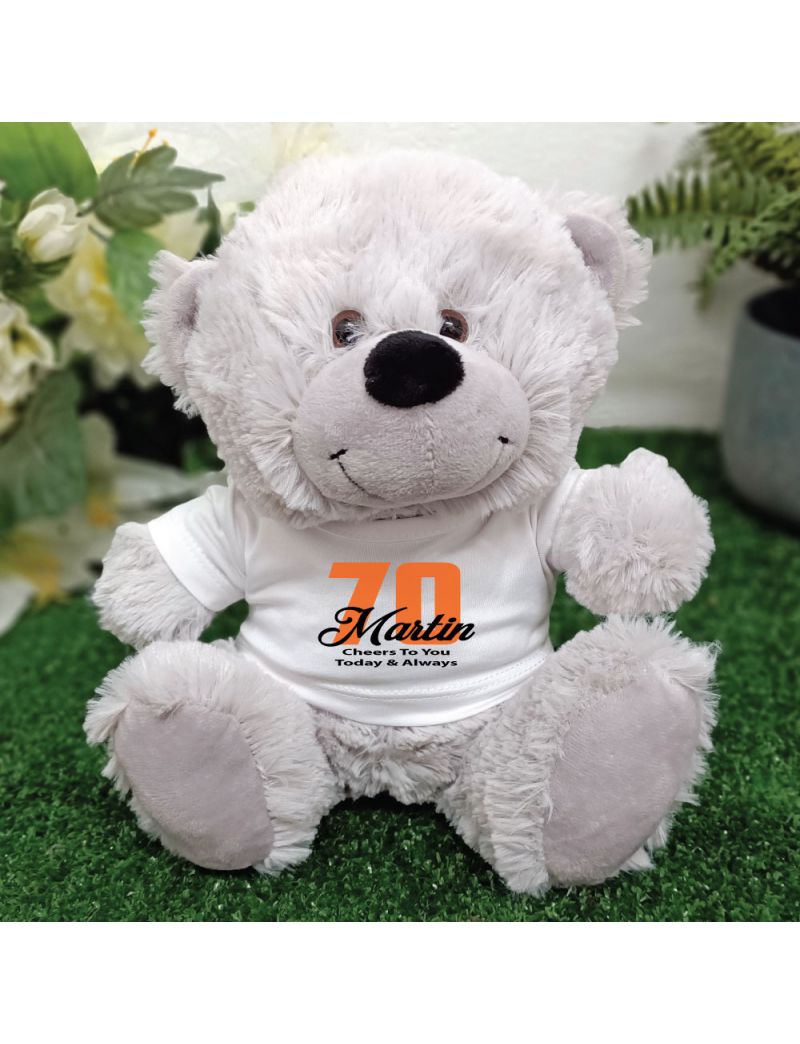 70th Teddy Bear Grey Personalised Plush