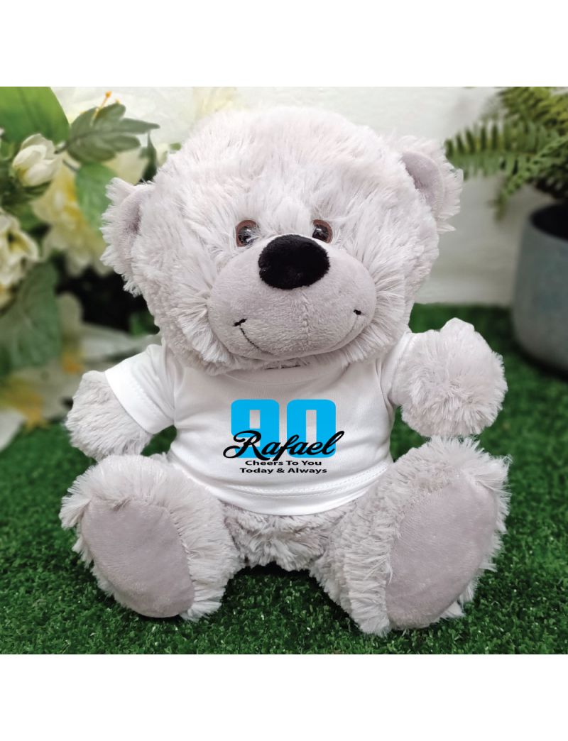 90th Teddy Bear Grey Personalised Plush
