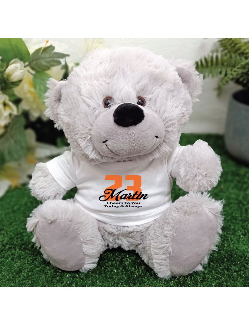 Birthday Teddy Bear Grey Personalised Plush