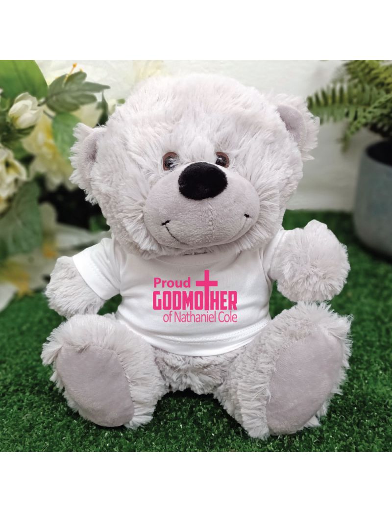 Godmother Personalised Teddy Bear Grey Plush