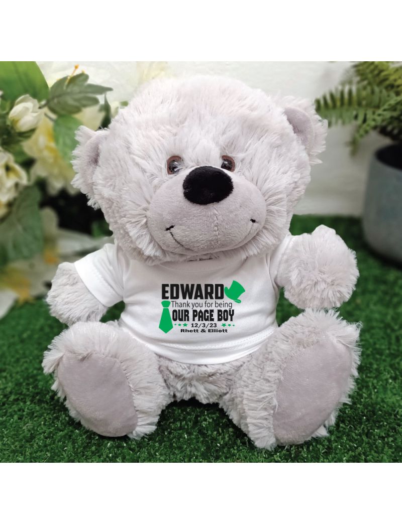 Page Boy Personalised Teddy Bear Grey Plush