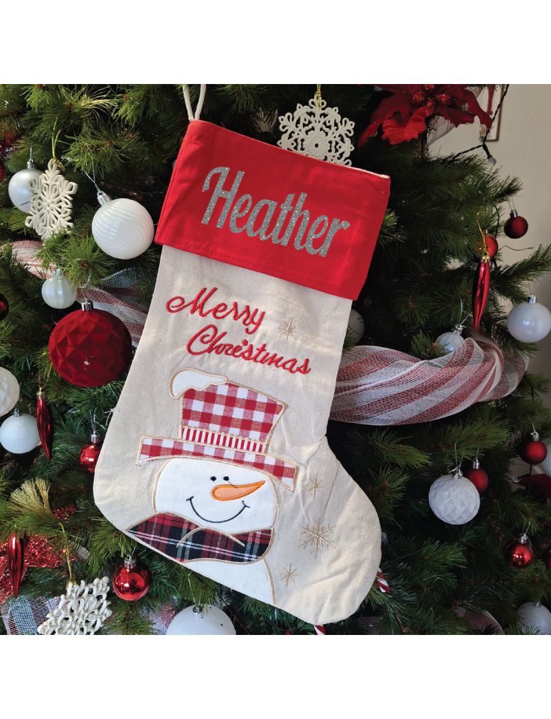 Personalised Snowman Christmas Stocking