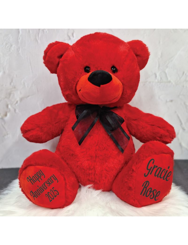 Anniversary Love Bear 40cm Red with Black Ribbon