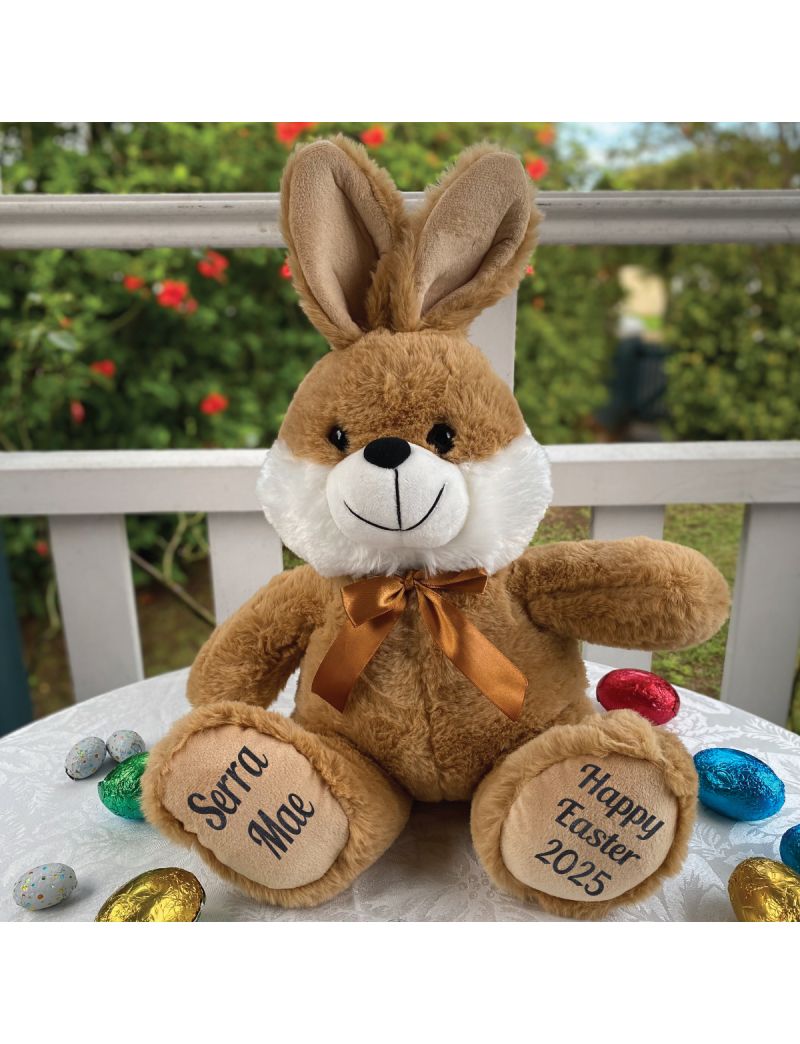Personalised Easter Bunny Plush Beanie Brown